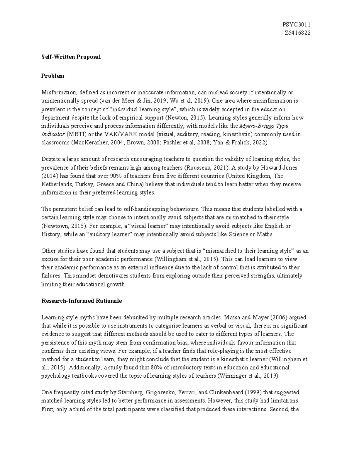 Self-Written Proposal - Misinformation - Z Self-Written Proposal ...