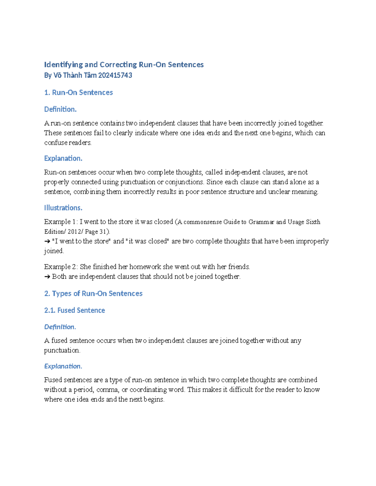 Identifying and Correcting Sentence Errors - ENG 101 Final Exam Notes ...