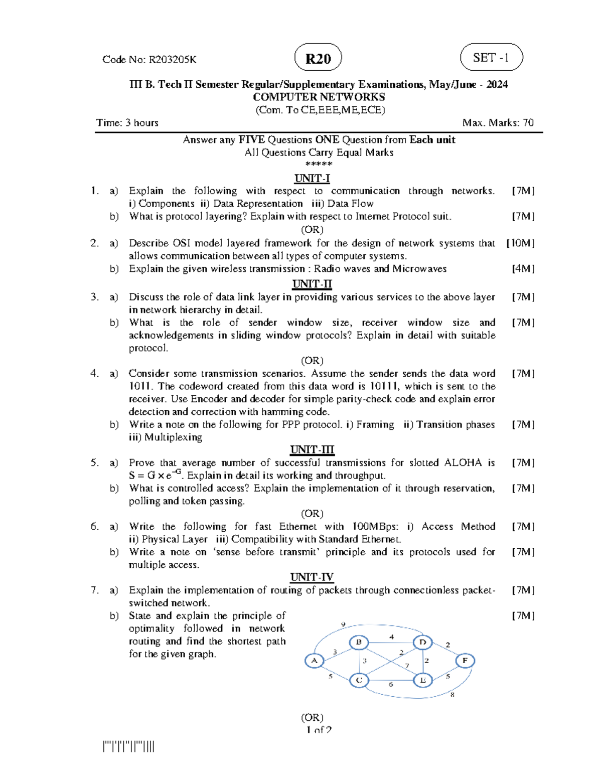 Computer Networks MAY 2024 - III B. Tech II Semester Regular ...