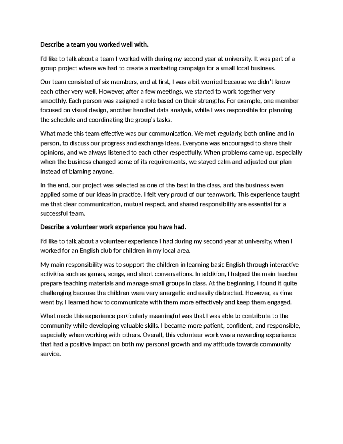 Effective Teamwork Experience in University Group Projects - Studocu