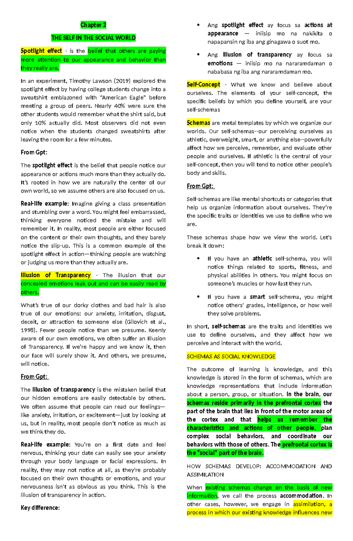 Chapter 2.3 SOC PSY - The Self in the Social World: Key Concepts Review ...