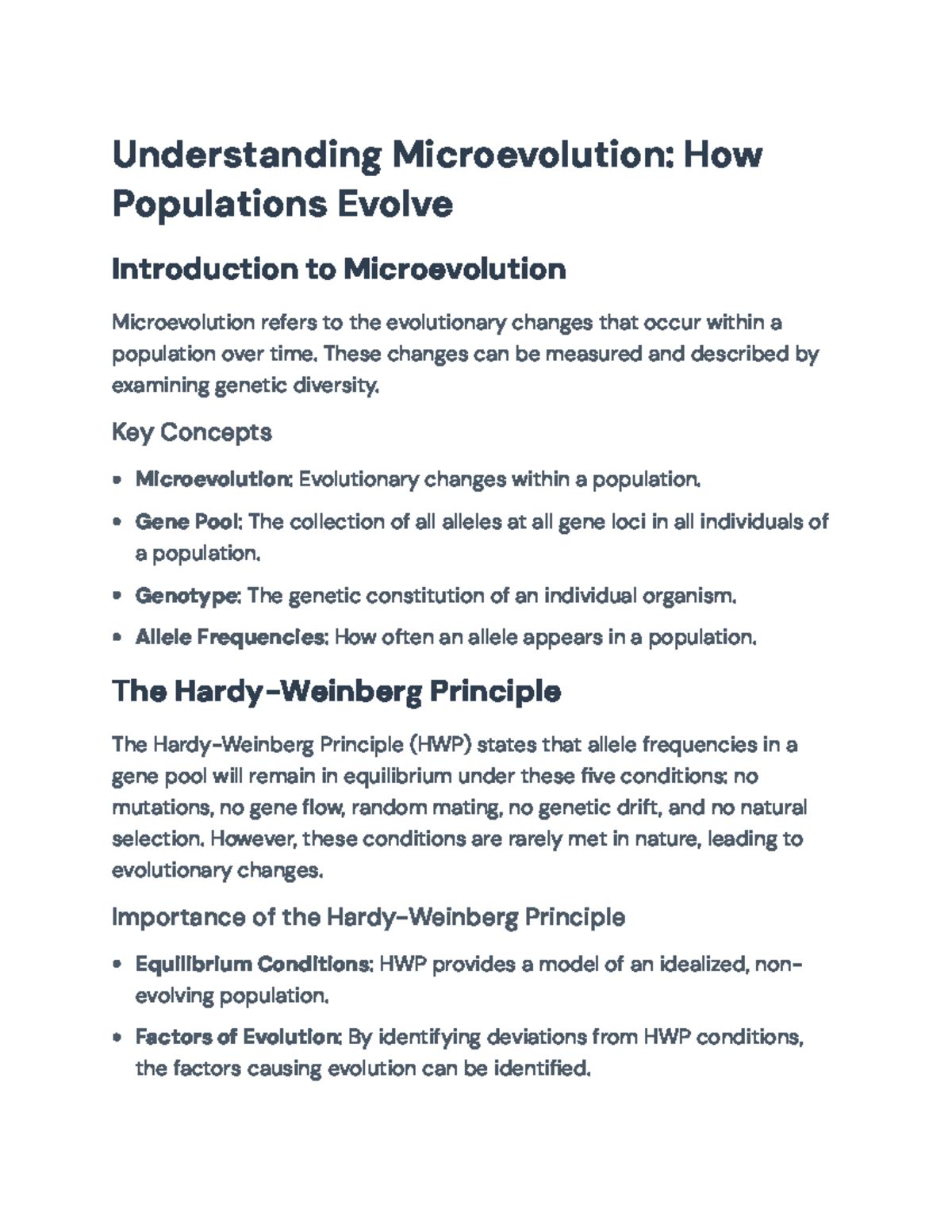 Microevolution Dynamics: Exploring Evolutionary Changes in Populations ...