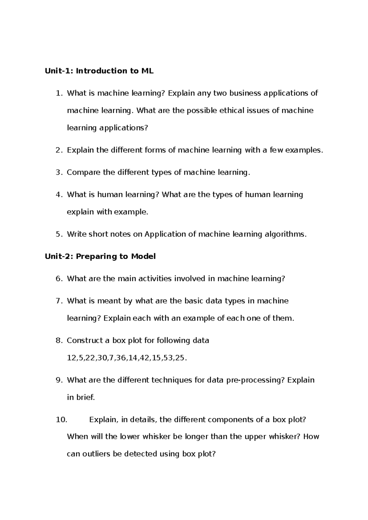 ML 101: Intro to Machine Learning Concepts & Applications - Studocu