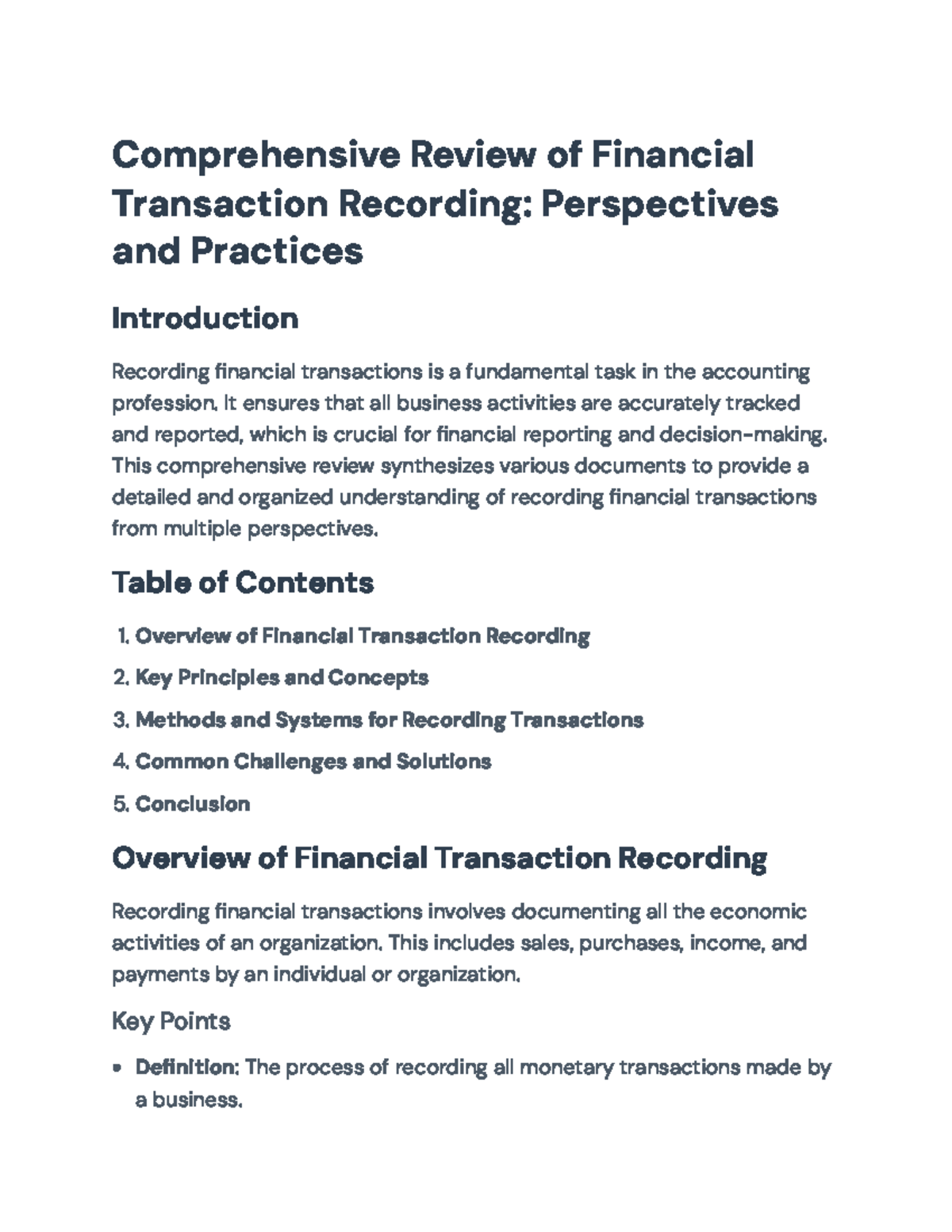 Comprehensive Review of Financial Transaction Recording: Key Insights ...