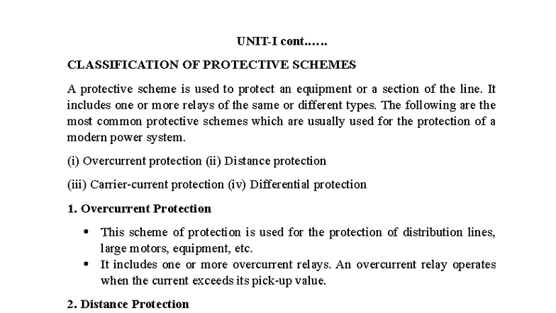 Classification of Protective Schemes in Power Systems - Studocu