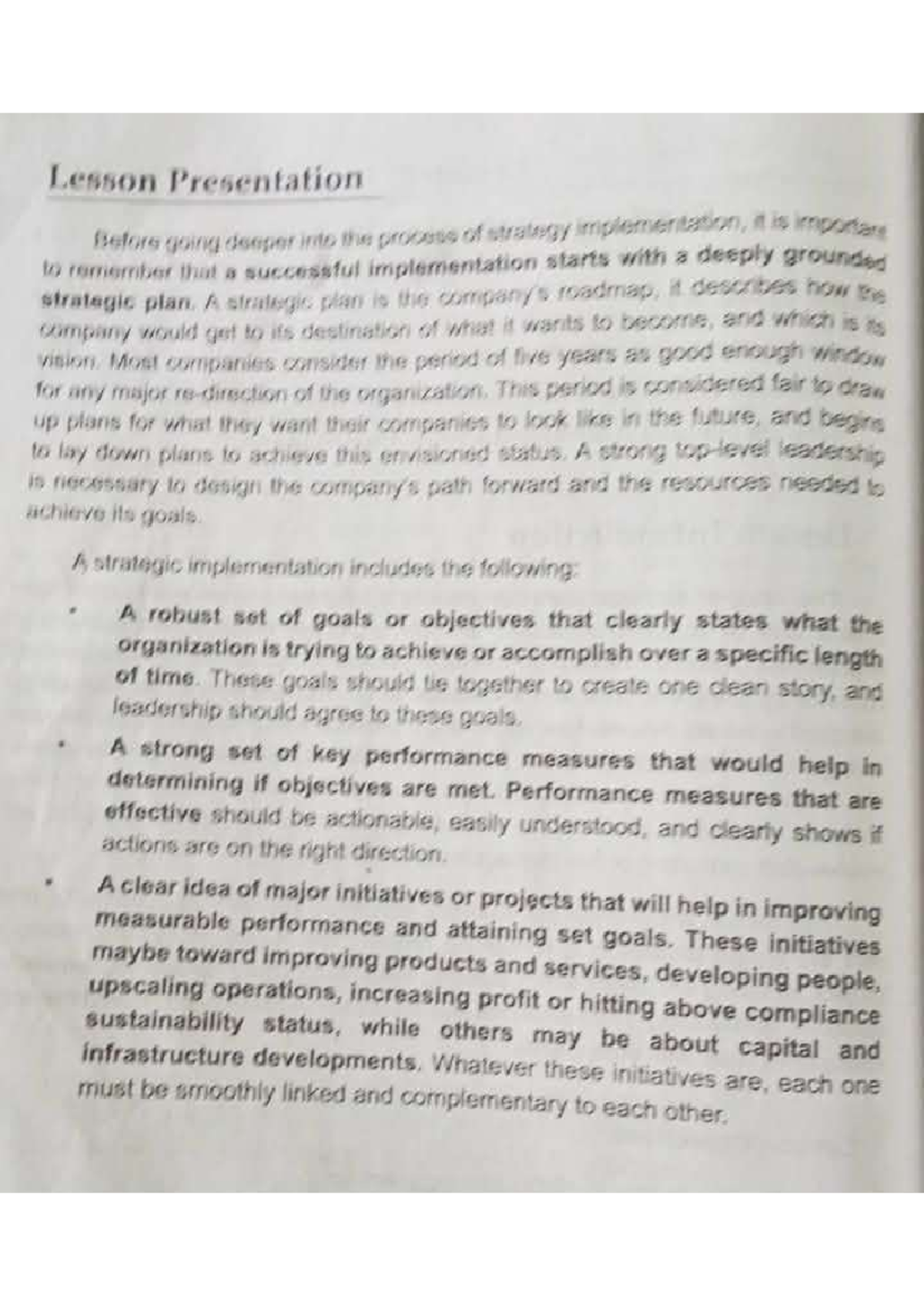 Strategic Implementation Overview for Course MGT 101 - Studocu