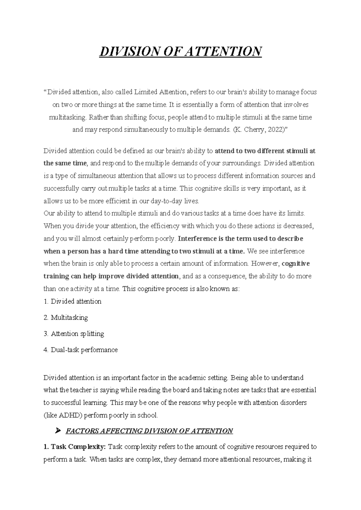 DIVISION OF ATTENTION: Understanding Multitasking & Cognitive Limits ...