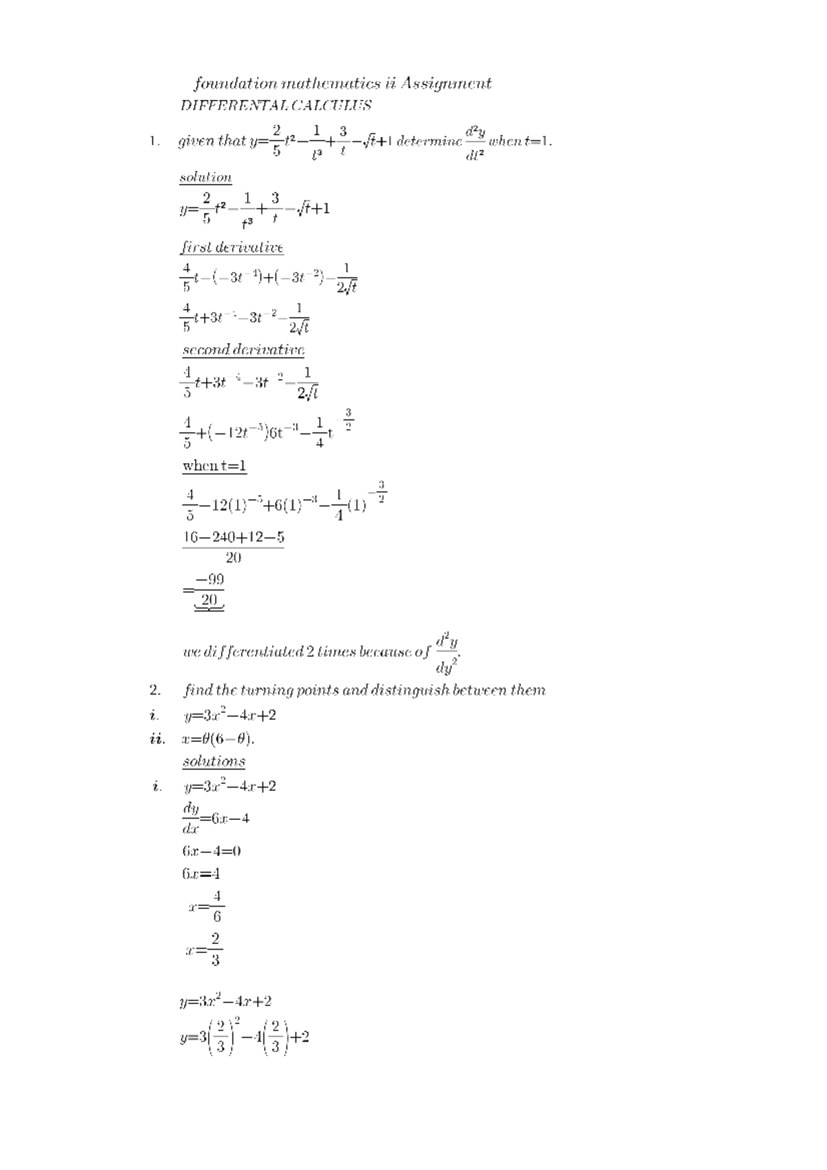 MAT 213 - Differential Calculus Assignment Solutions for Group 13 - Studocu