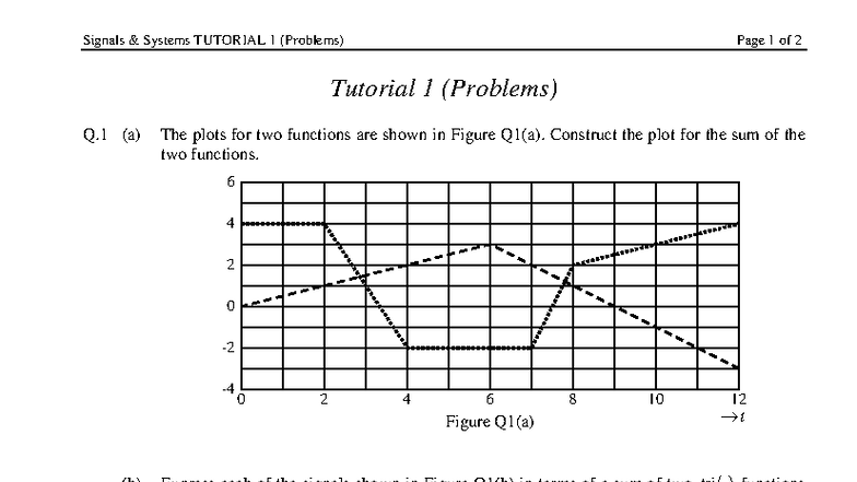 Tut01 (Prob) - CG2023 Tutorial 1 questions - Signals & Systems TUTORIAL ...