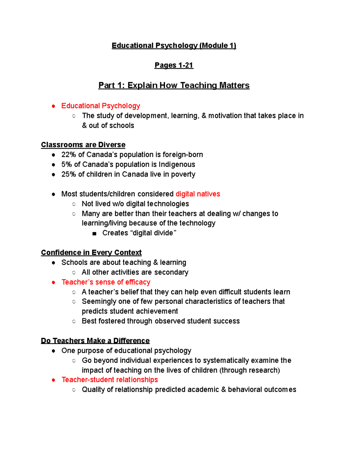 EDUC220 Module 1: The Impact of Teaching on Student Learning - Studocu