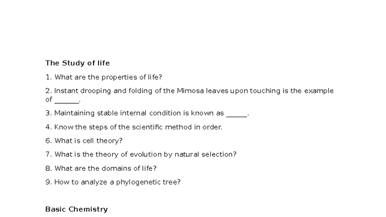 BIOL 1107 SP25 Exam 1 Study Guide: Key Concepts & Topics - Studocu
