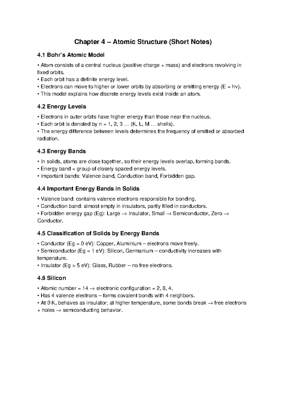 Chapter 4: Atomic Structure & Energy Bands (Module 1 Minor Physics ...