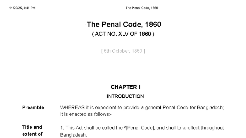BPC 1860 - Comprehensive Overview of The Penal Code - Studocu