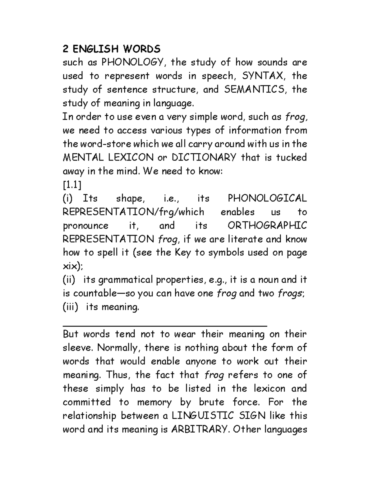 2 ENGLISH WORDS: PHONOLOGY, SYNTAX, SEMANTICS & MENTAL LEXICON - Studocu