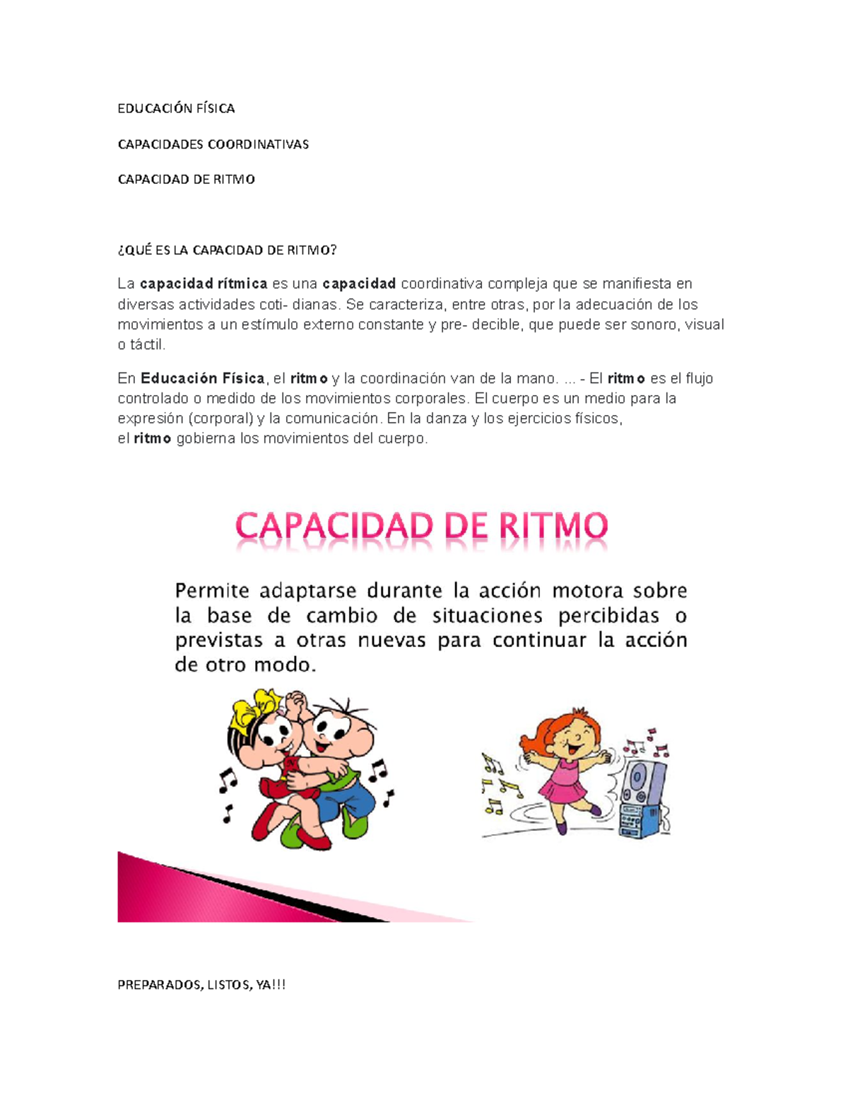 Educación Física - Capacidades Coordinativas y Ritmo - Studocu