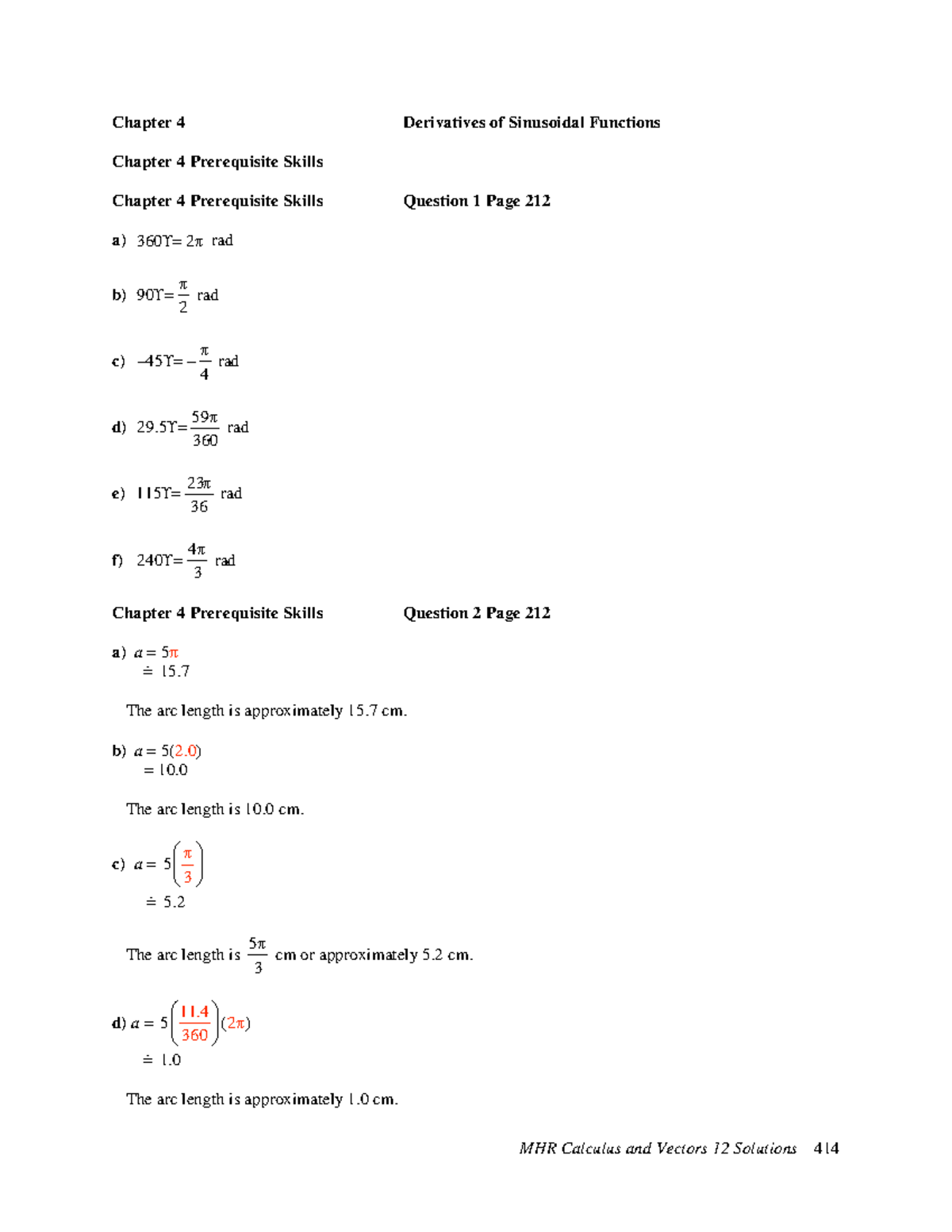 Chapter 4 Solutions: Derivatives of Sinusoidal Functions - MHR Calculus ...