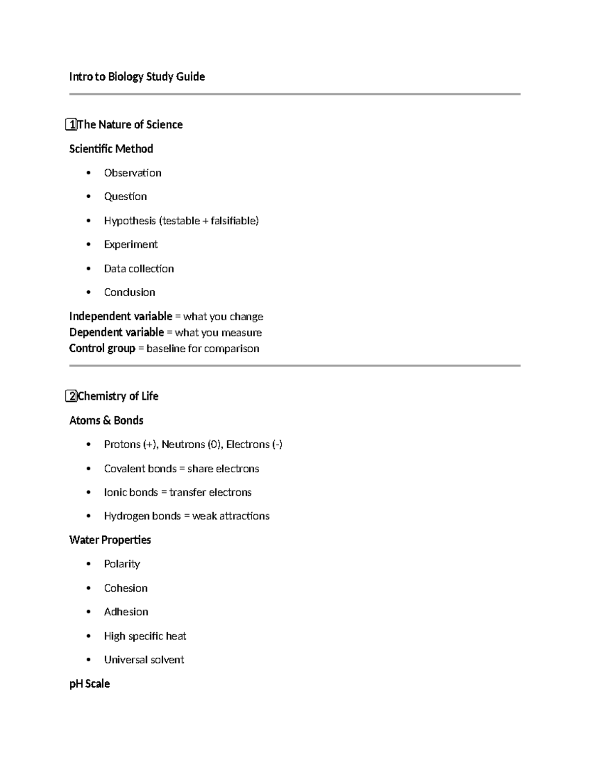 BIO101 Final Exam Study Guide: Key Concepts in Biology - Studocu