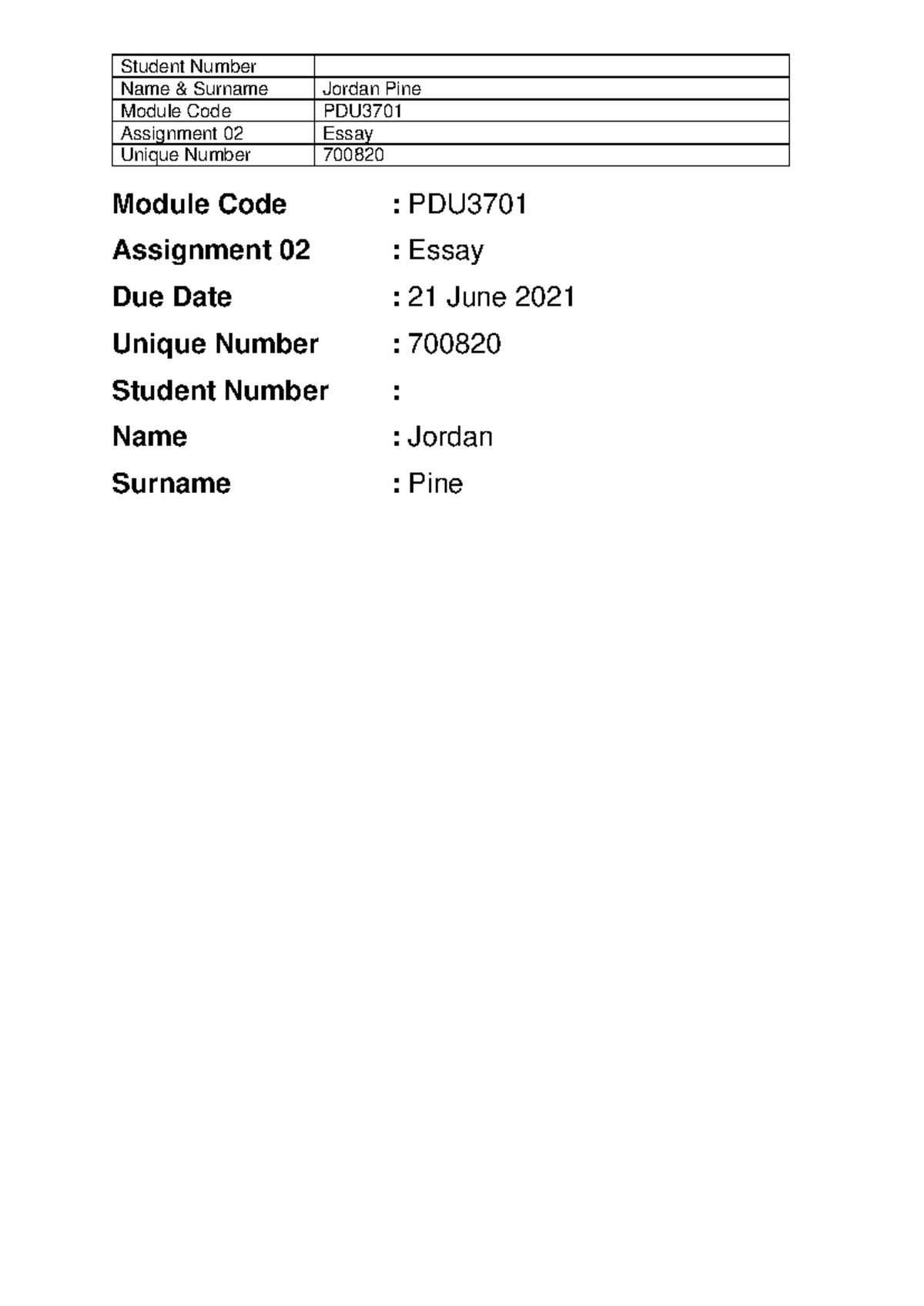 PDU3701 Assignment 02 Answers - PDU3701 - Unisa - Studocu