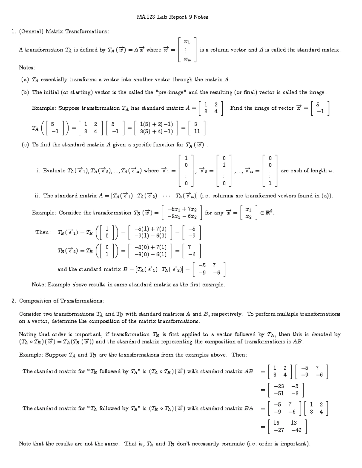 MA123 Lab 3 - Vector Calculations and Matlab Exercises - Studocu