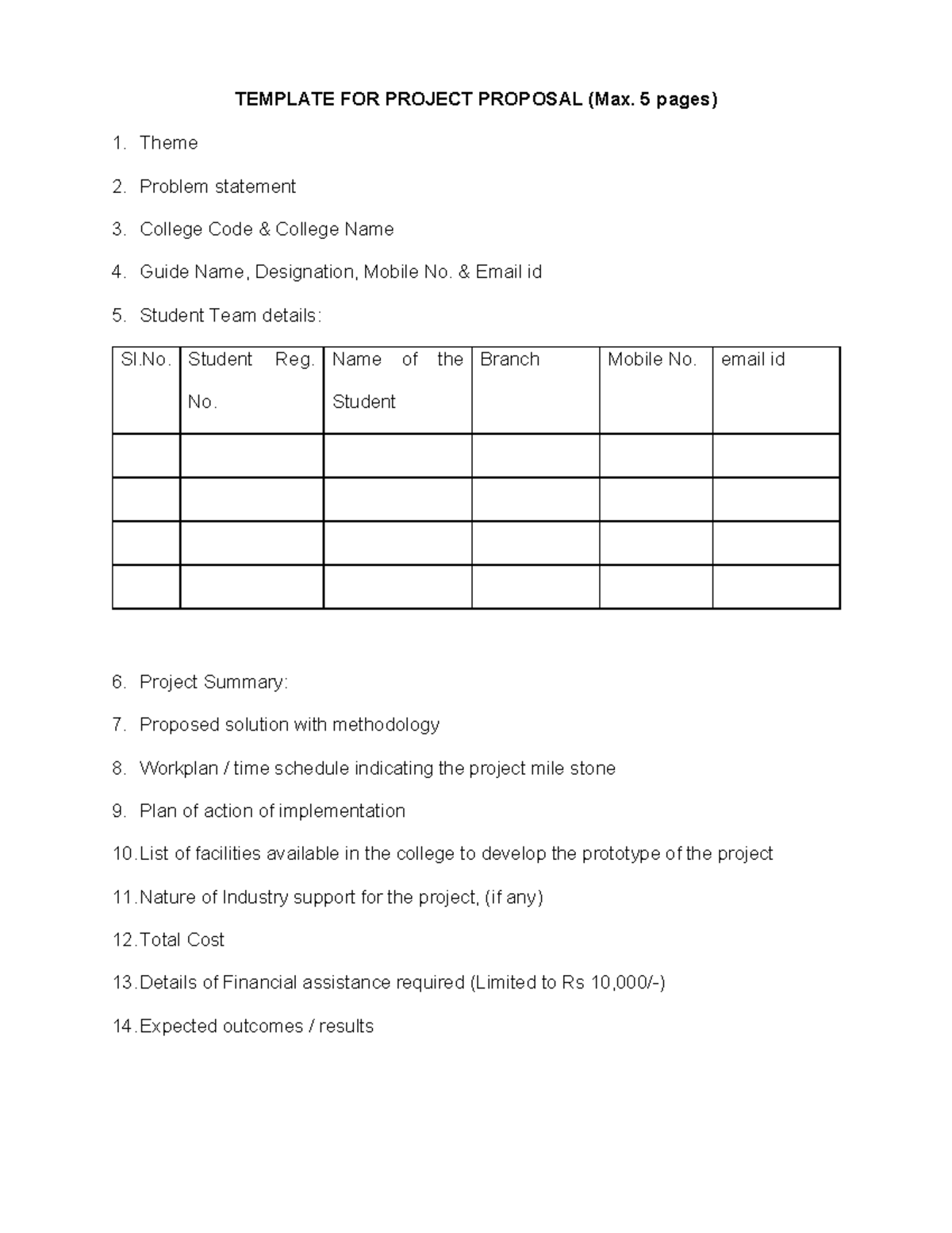 Annexure – III Template FOR Project Proposal - TEMPLATE FOR PROJECT ...