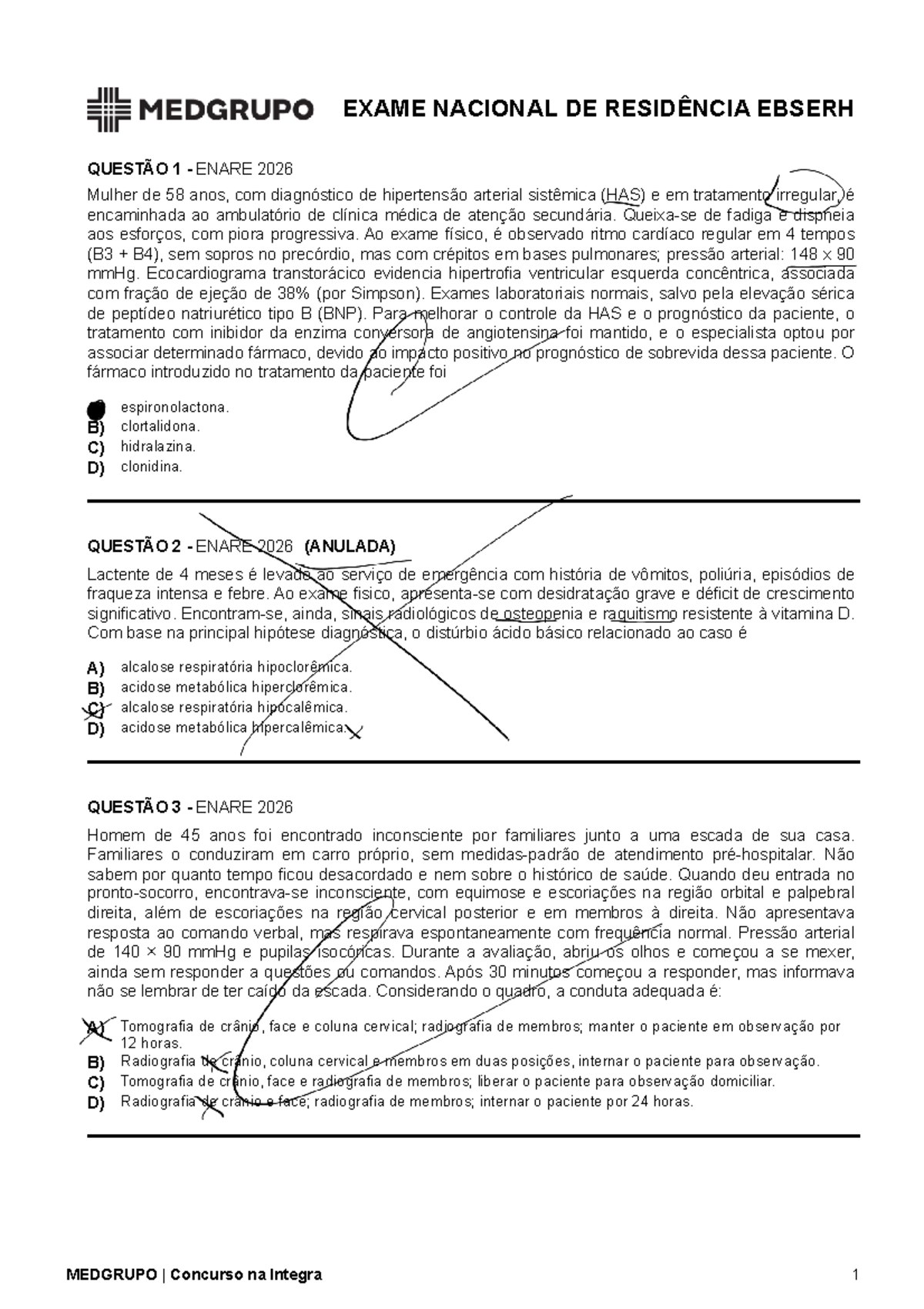 Exame Nacional de Residência EBSERH 2026: Questões e Respostas - Studocu