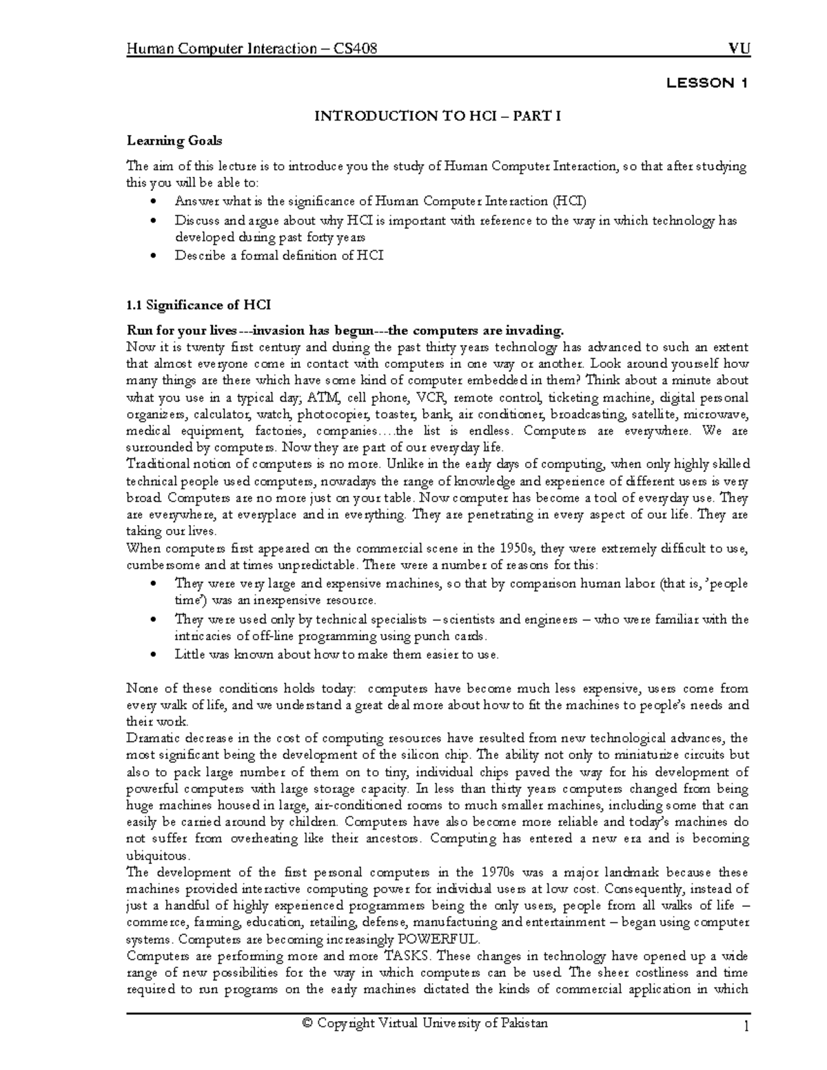 Lesson 01 - Lecture 1 pdf notes - LESSON 1 INTRODUCTION TO HCI – PART I ...