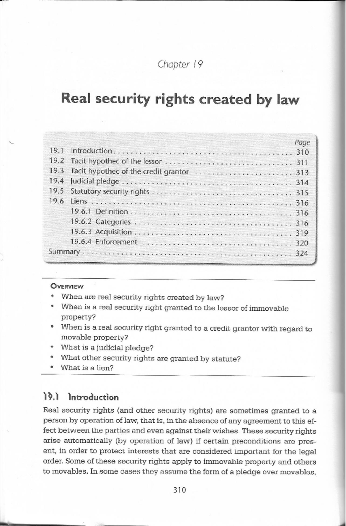 Chapter 19: Real Security Rights Created by Law - Overview and Key ...