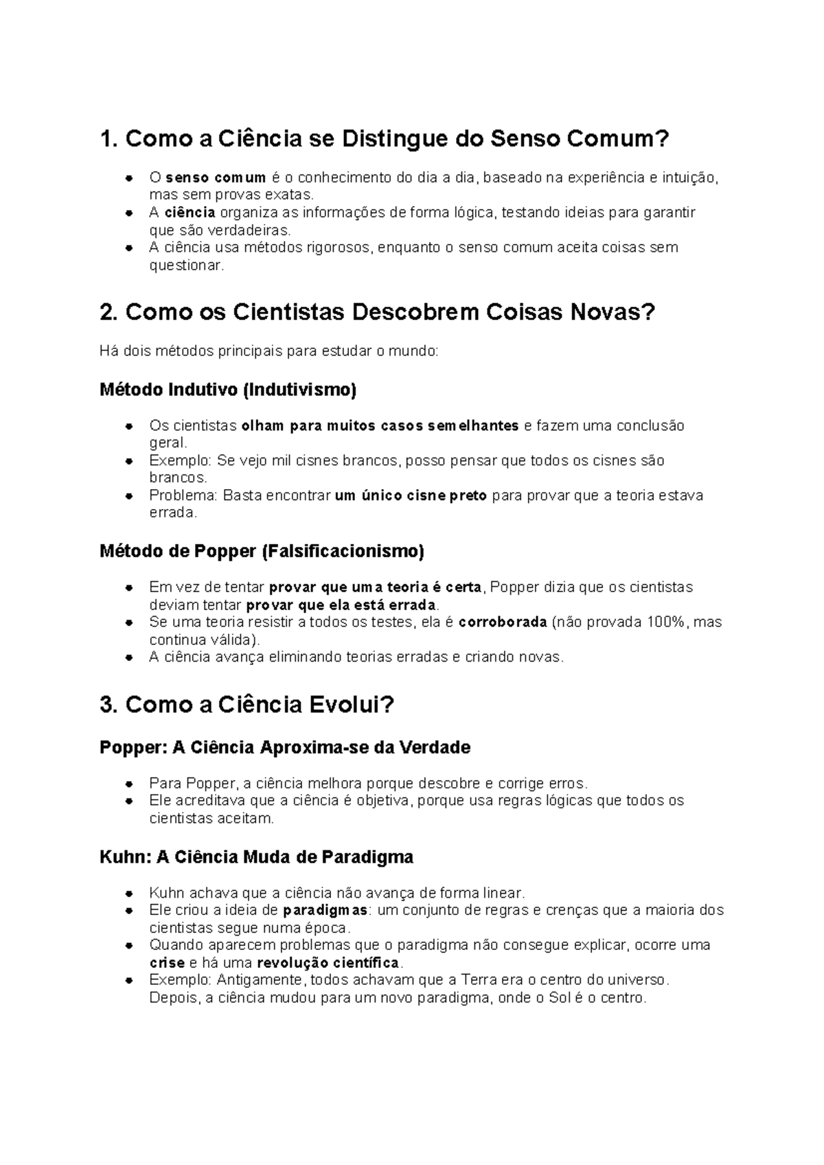 Resumos de Filosofia: Ciência vs. Senso Comum e Métodos Científicos ...