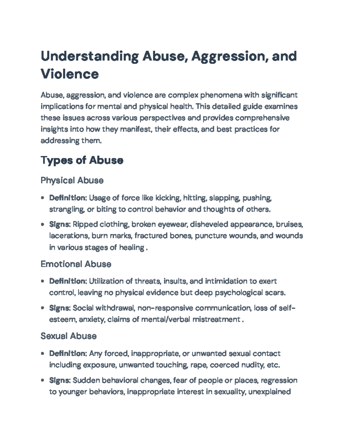 Understanding Abuse, Aggression, and Violence: A Comprehensive Guide ...