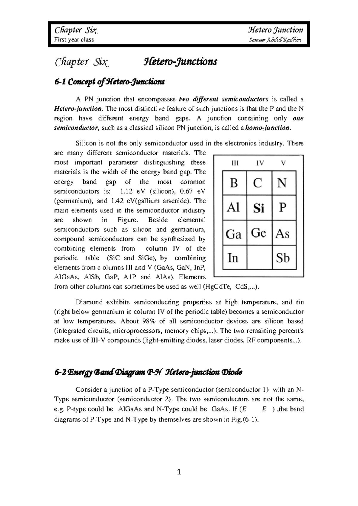 Chapter 6: Hetero Junctions in Semiconductor Physics (1st Year) - Studocu