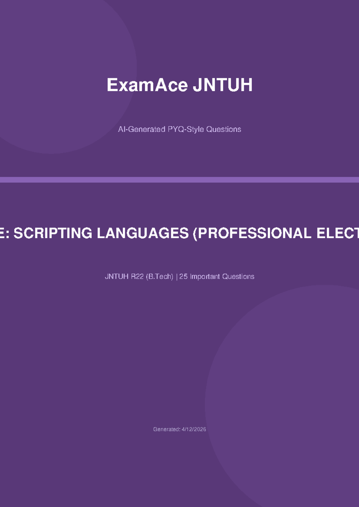 CS633PE Scripting Languages Exam Prep: 25 Key Questions for JNTUH R22 ...