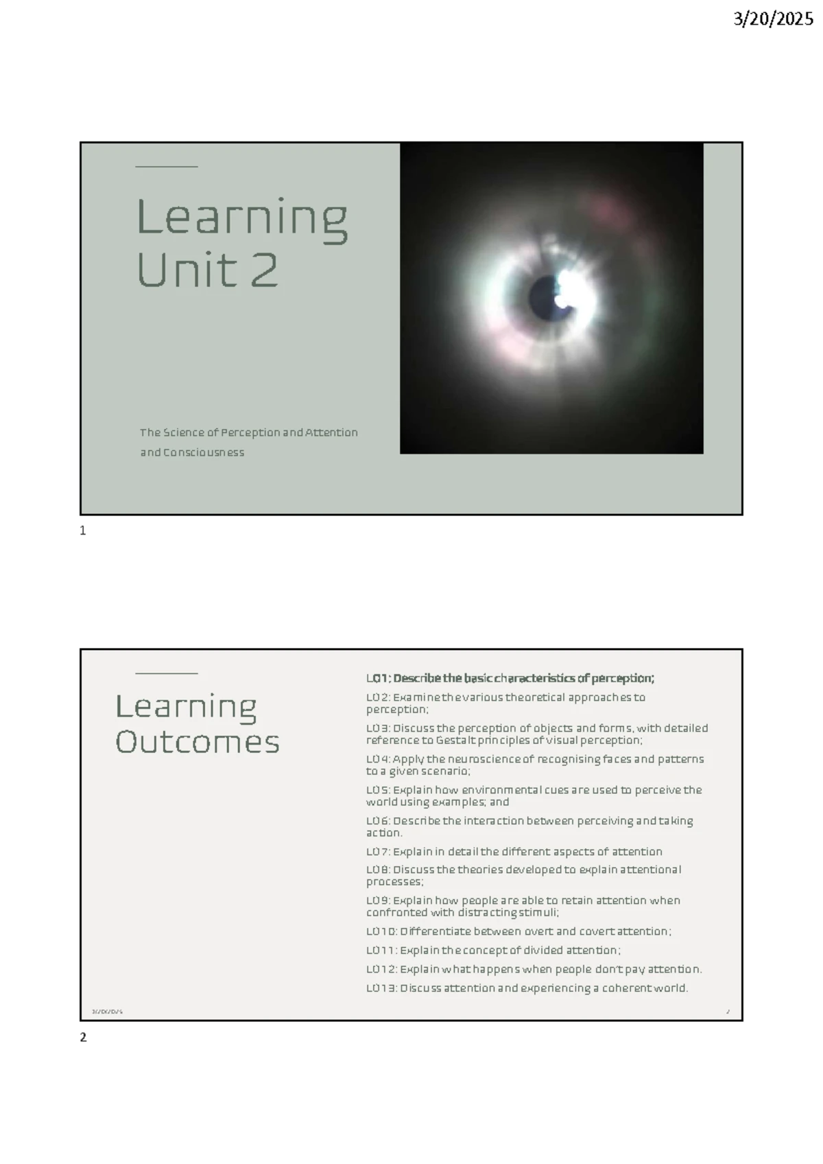 Final Exam Study Guide: Key Concepts of Perception & Attention (PSY101 ...