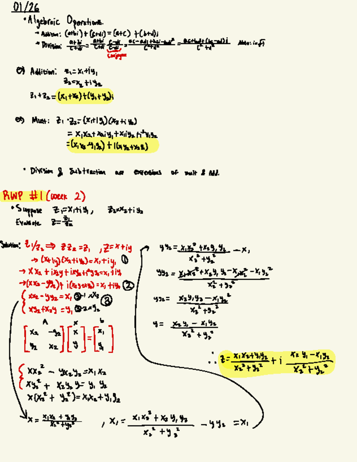AEM - Algebraic Operations and Complex Numbers Overview - Studocu