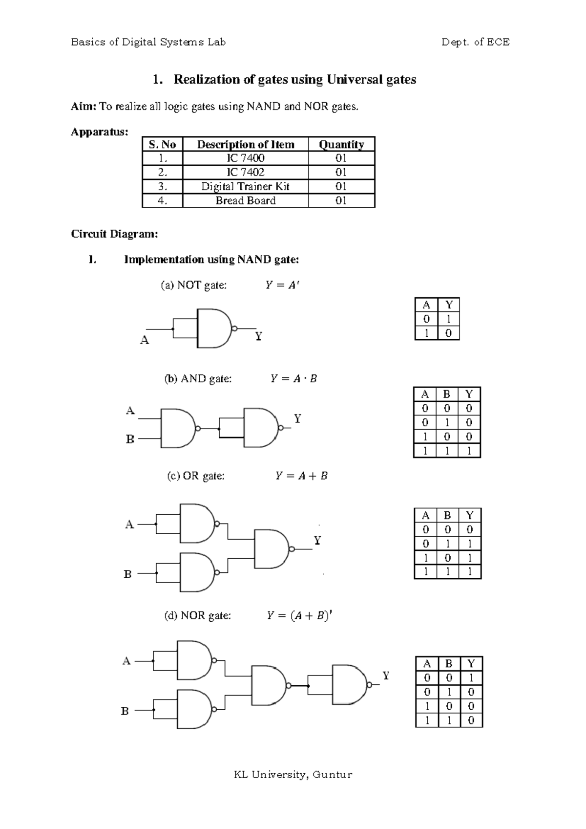 CSE BDS Lab 4 - Universal Gates, Combinational Circuits & Flip-flops ...