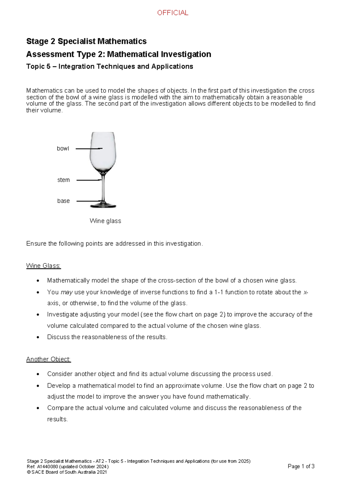 Stage 2 Specialist Mathematics AT2: Integration Techniques & Glass ...