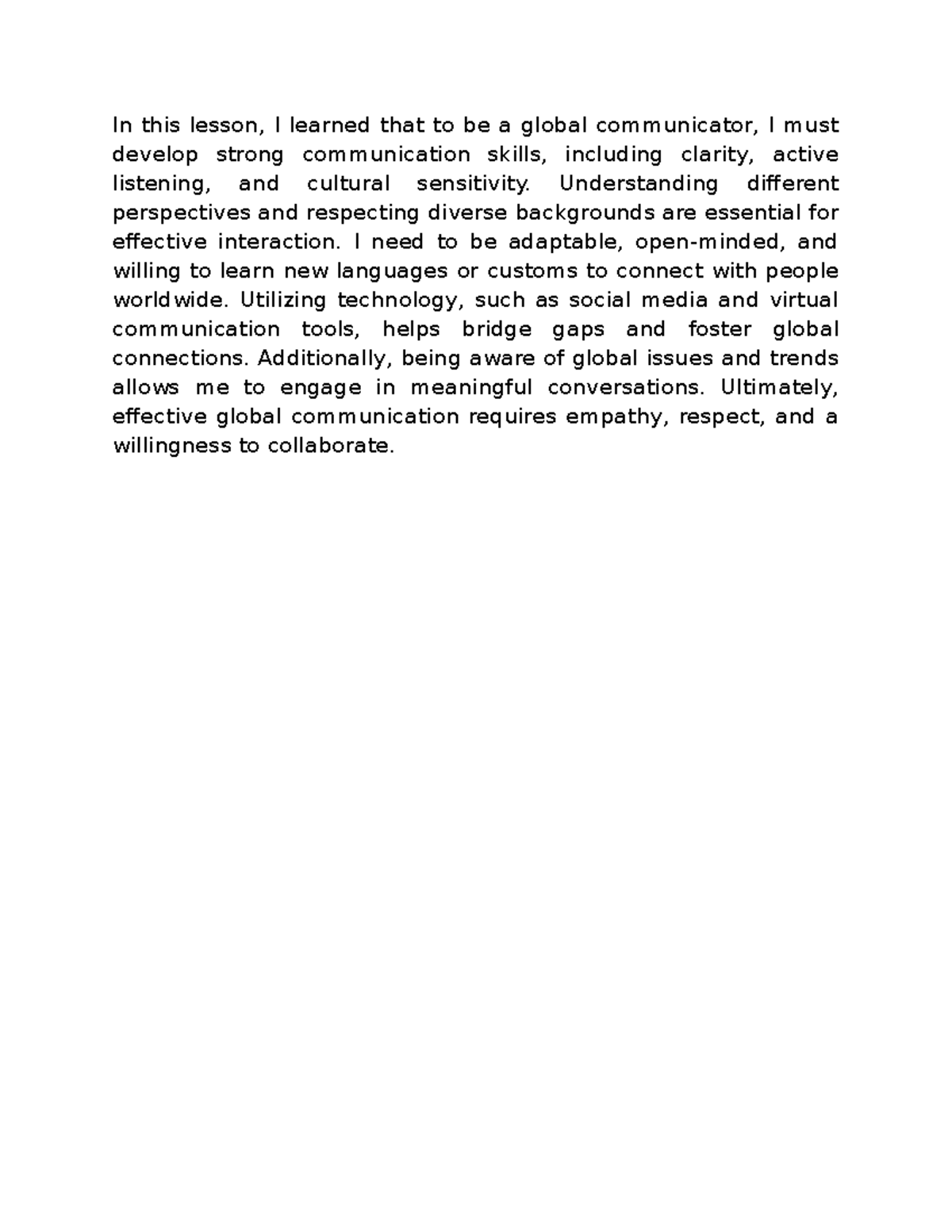 Reflection 1 - Educational purposes - In this lesson, I learned that to ...