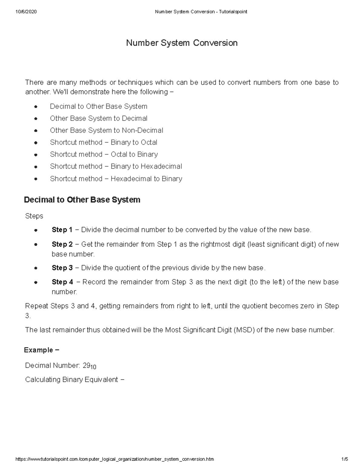 CS101: Number System Conversion Techniques and Examples Guide - Studocu