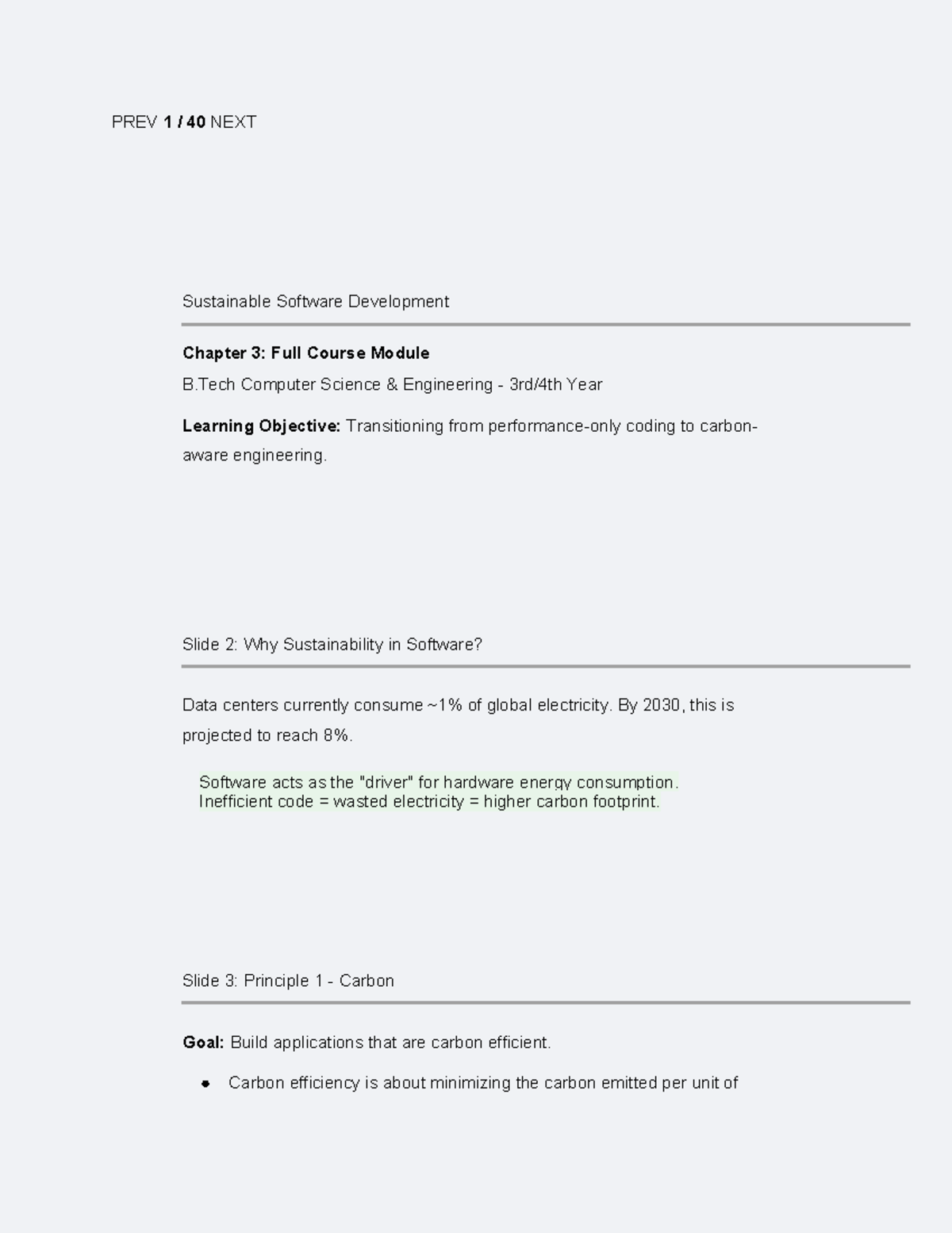 Sustainable Software Development Chapter 3: B.Tech CSE Module - Studocu