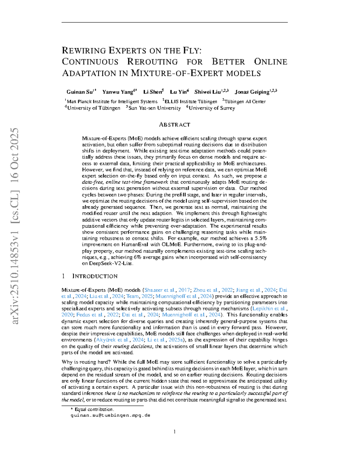 Continuous Rerouting for Enhanced MoE Adaptation: Paper 2510 - Studocu