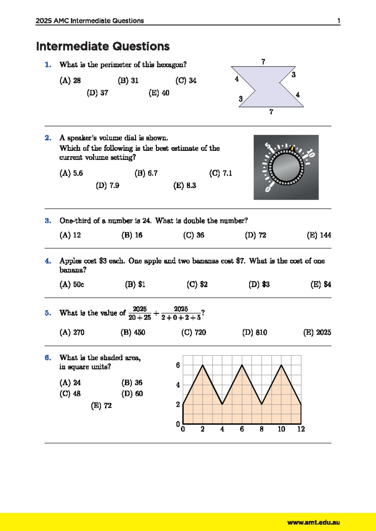 2025 AMC Intermediate Questions - Australian Math Comp 2025 - Studocu
