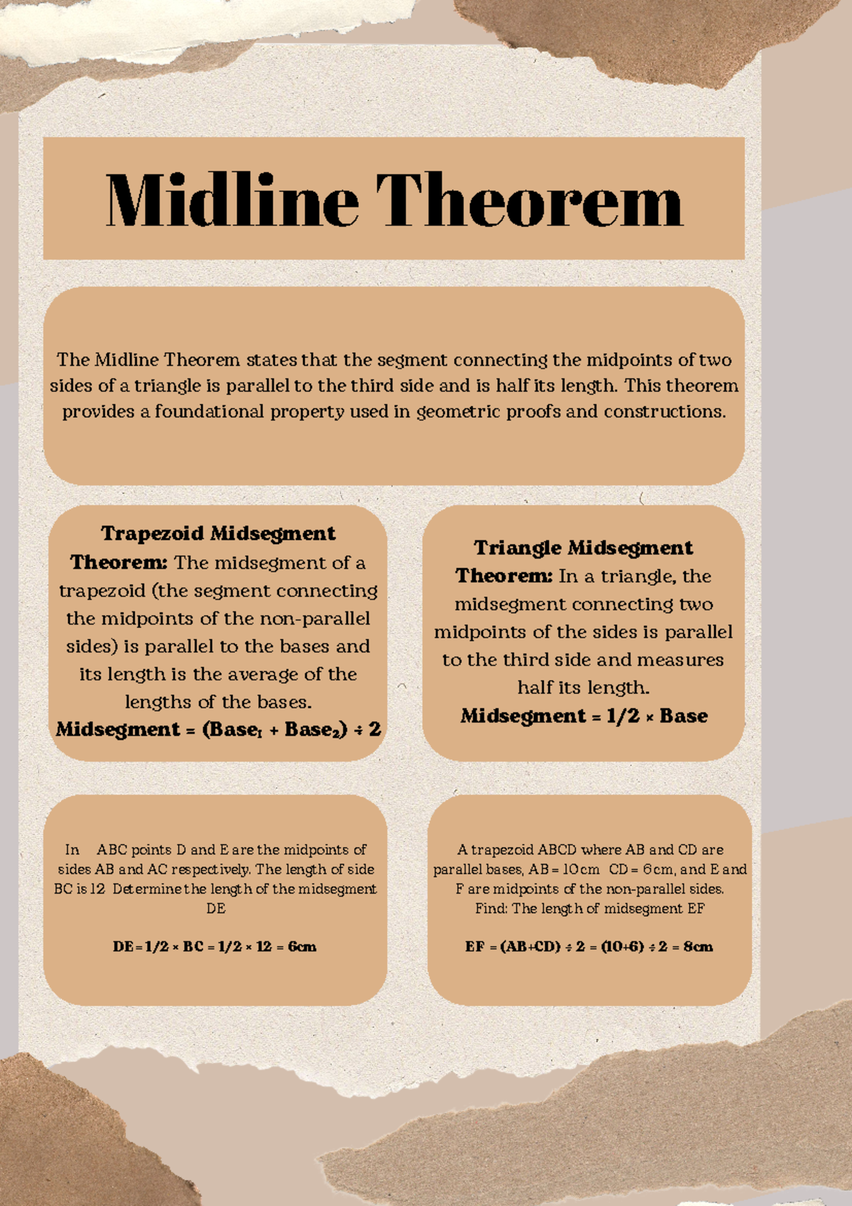 Math Notes on Midline Theorem & Midsegments for Geometry (MATH 101 ...