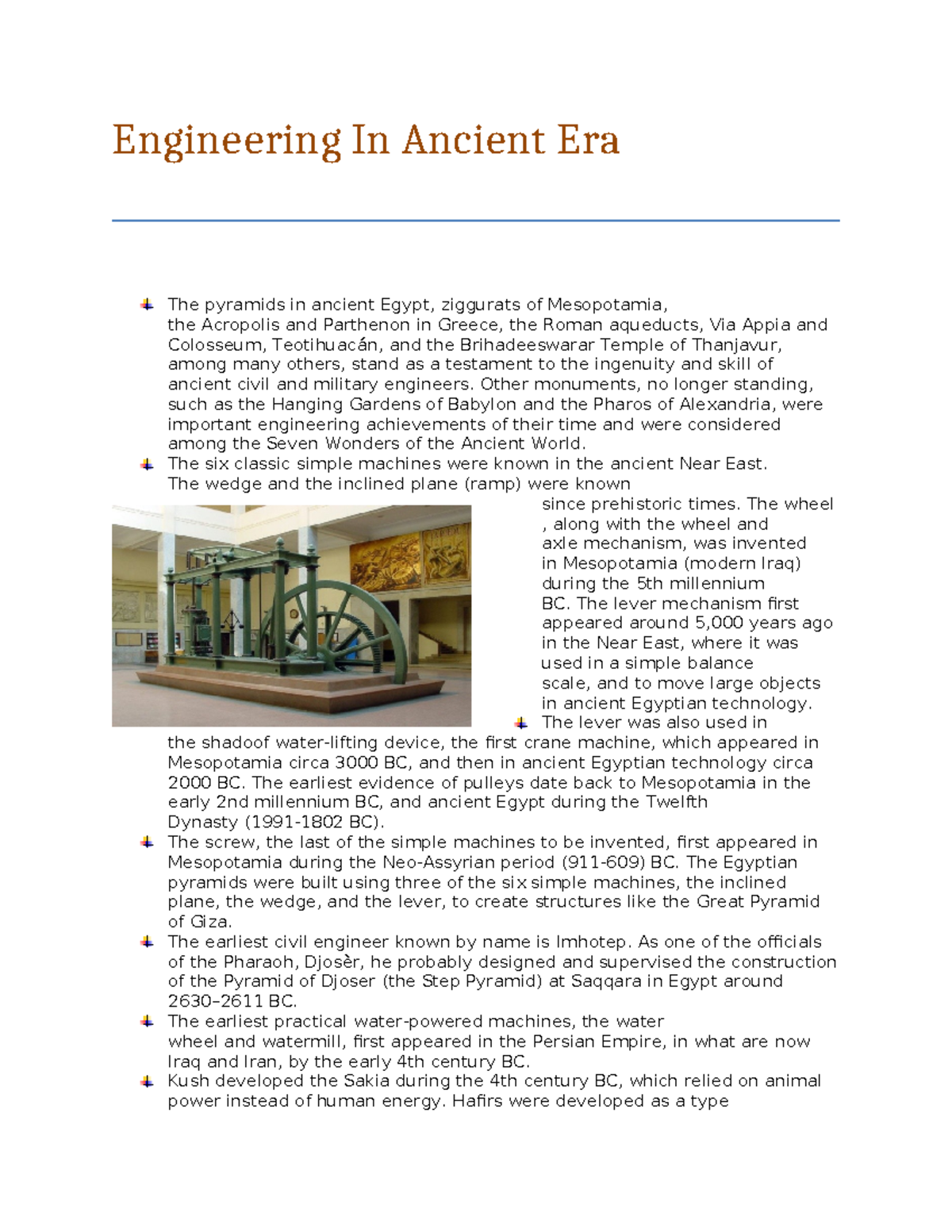 Engineering Marvels of the Ancient Era: A Study of Innovations - Studocu