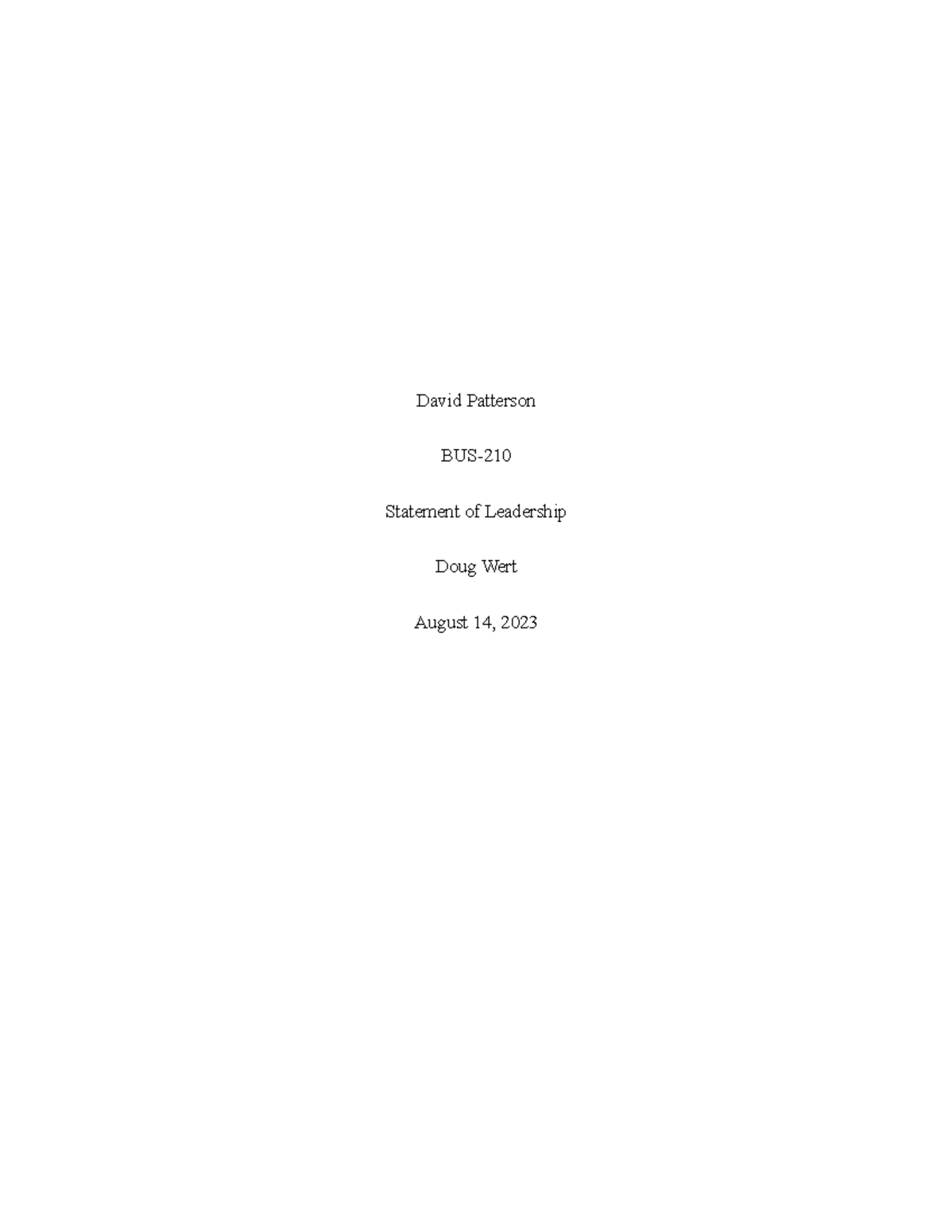 BUS 210 Leadership Statement and Skills Assessment Essay - Studocu