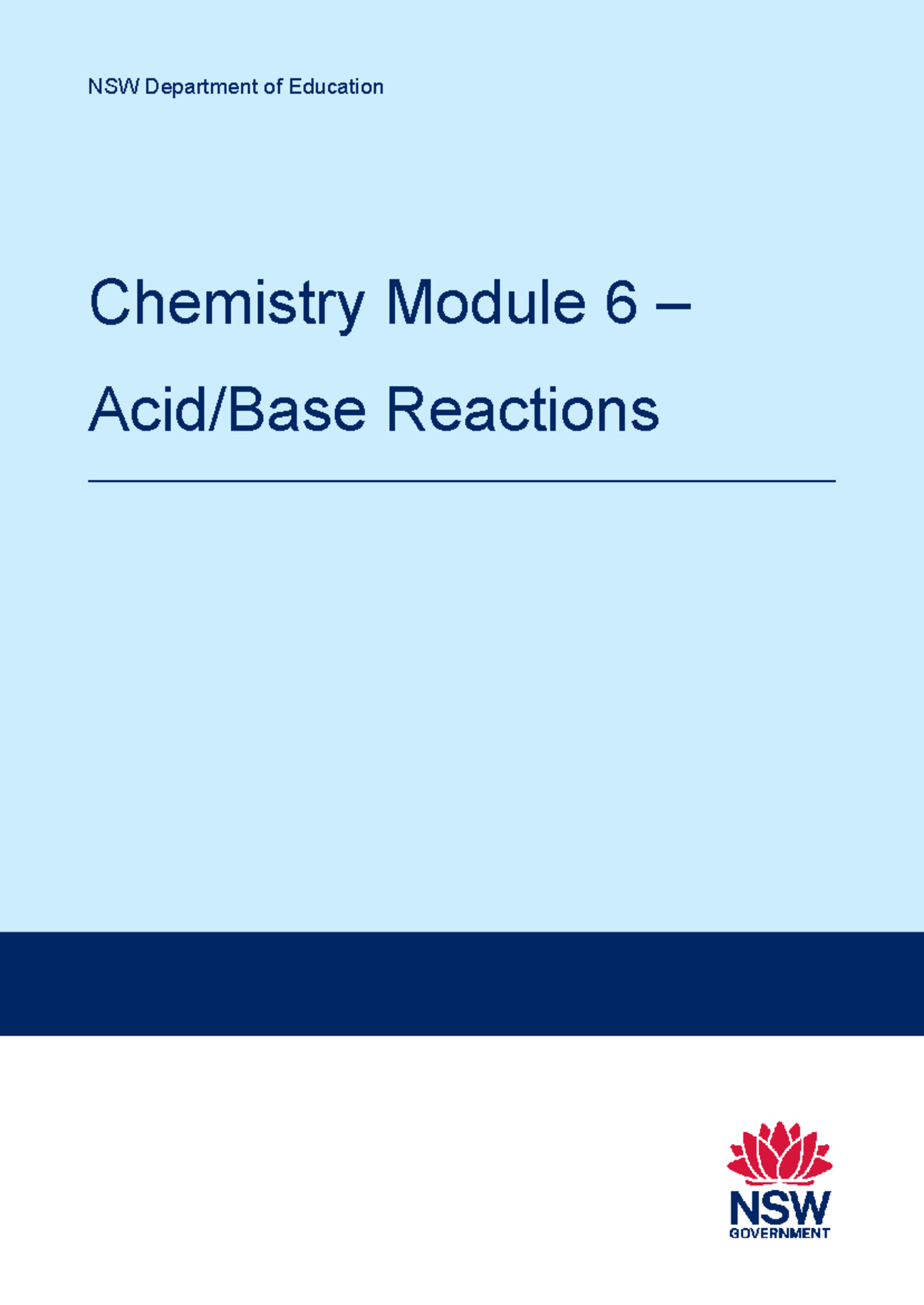 NSW Department of Education Chemistry Module 6: Reactions Guide - Studocu