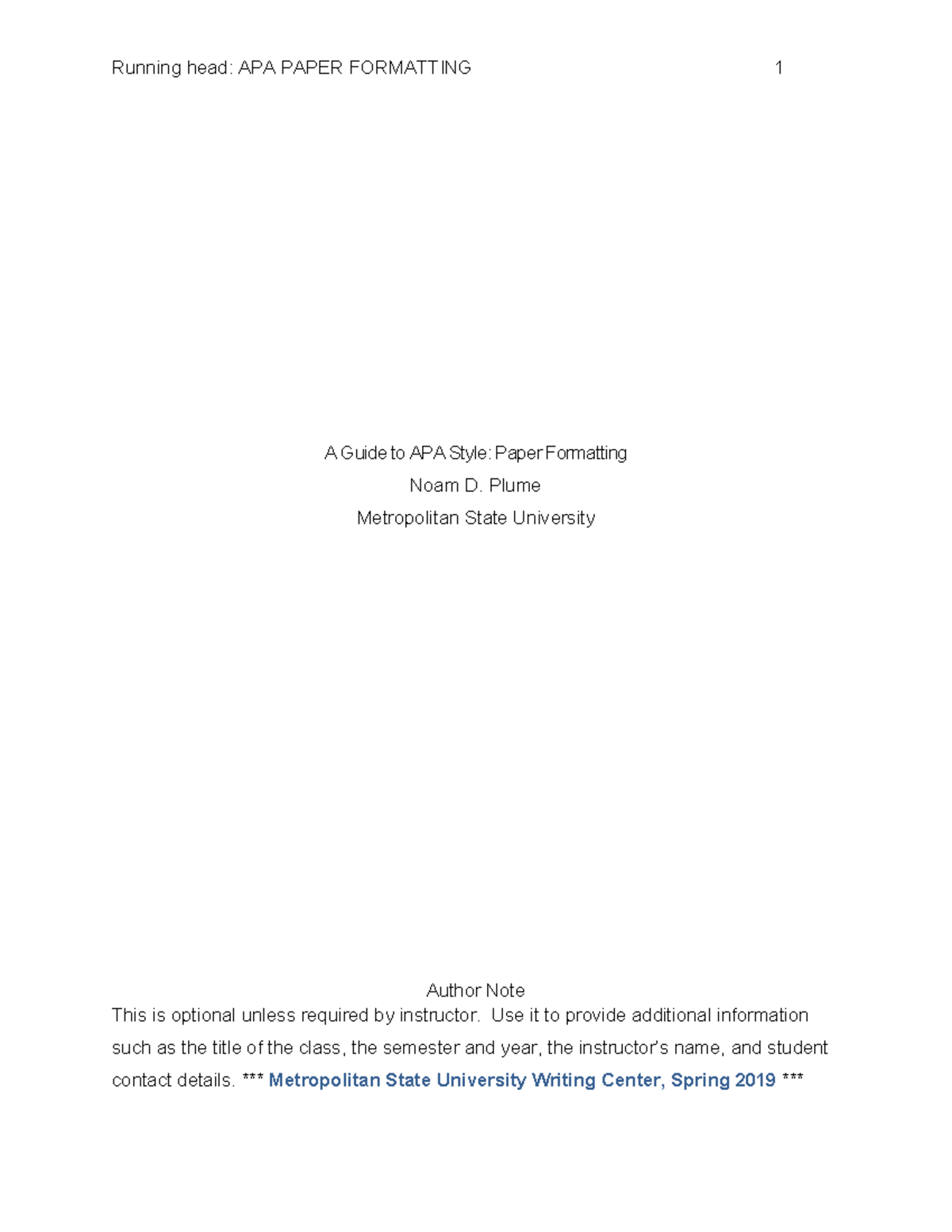 APA Formatting Guide - MSU - Spring 2019 - Studocu