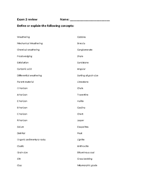 Minerals- GELO 1610 - Minerals Name the minerals corresponding to each ...