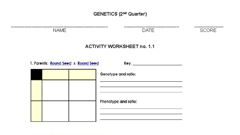 Genetics 1 - practice guide - General Biology - GENETICS (2nd Quarter ...