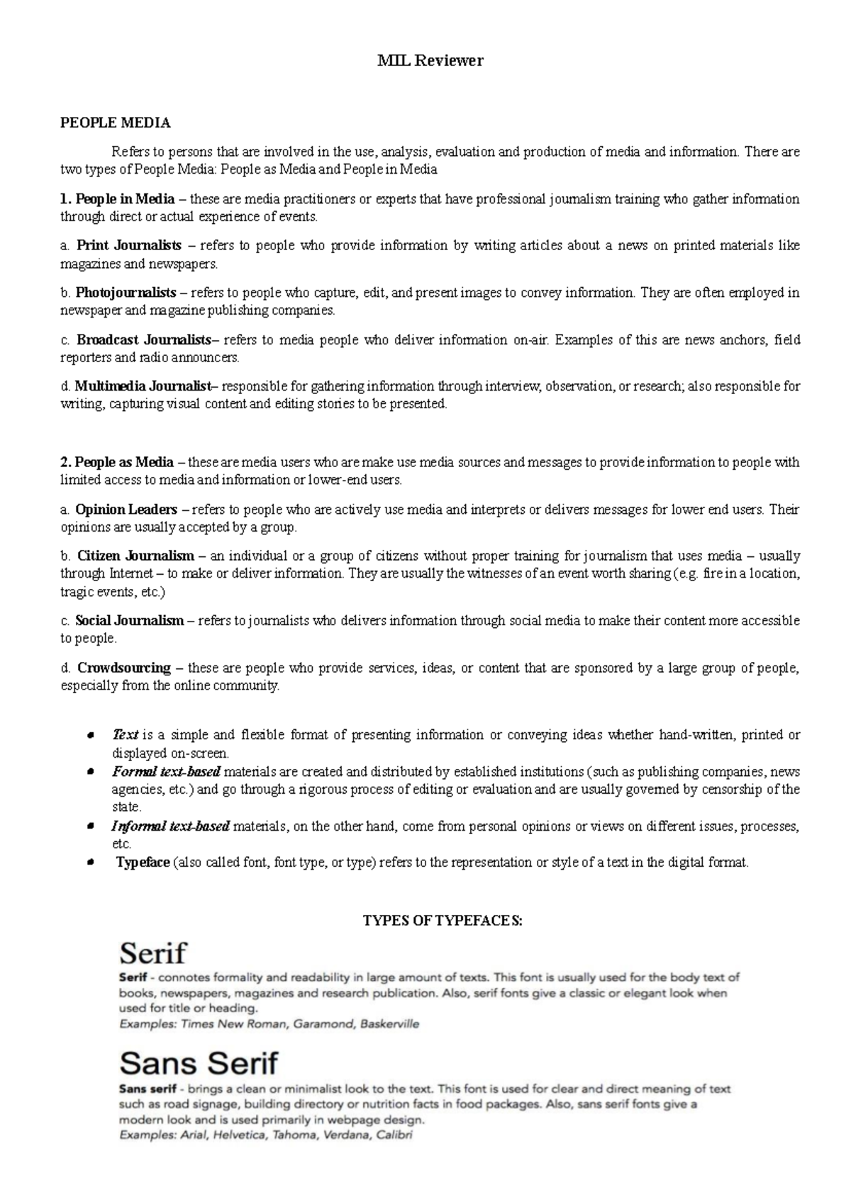 MIL-Reviewer - Comprehensive SHS Term Exam Notes on Media - Studocu