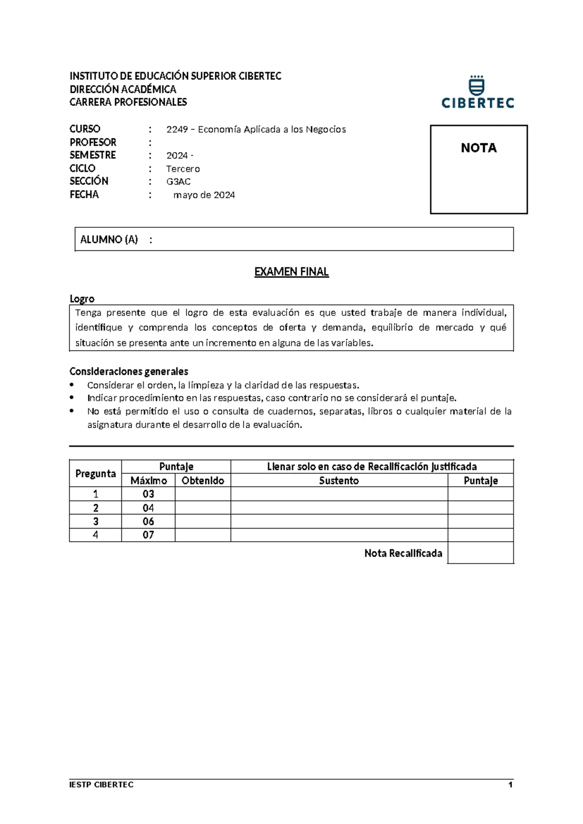 Examen Final 2249 - Economía Aplicada a los Negocios 2024-I - Studocu