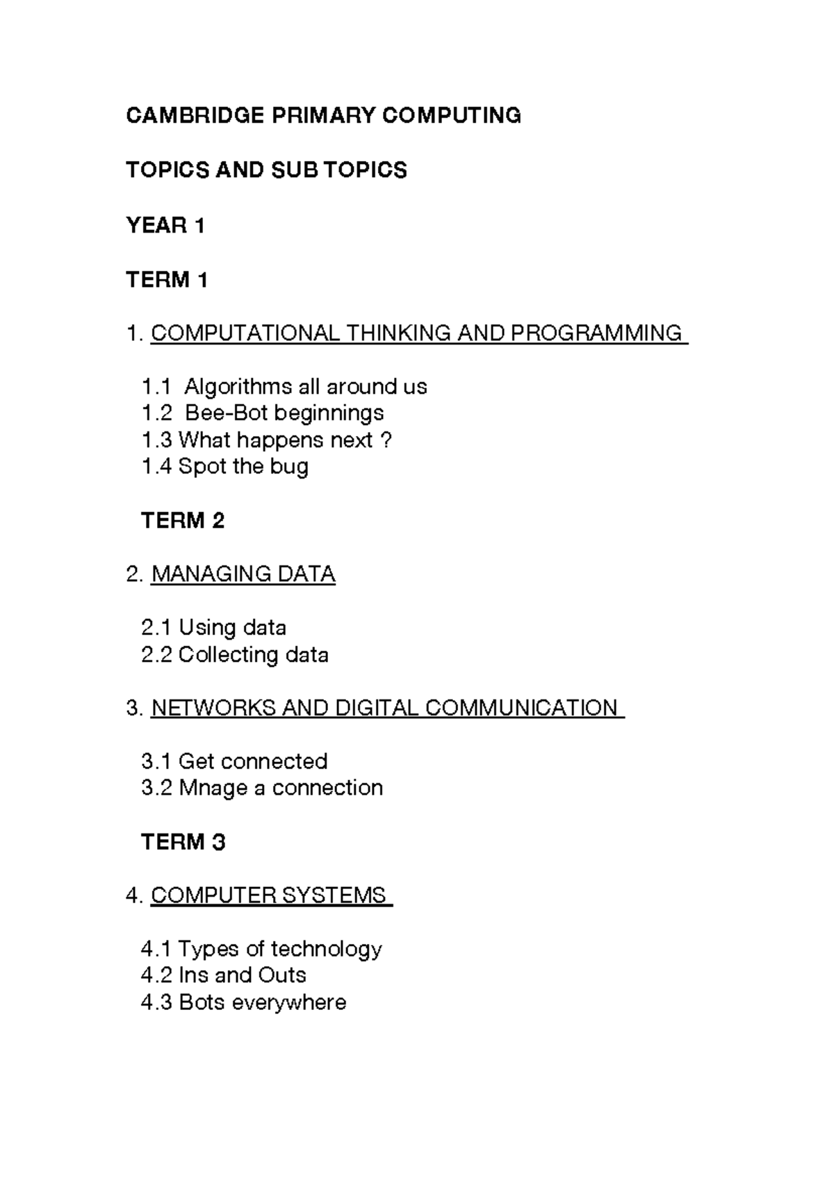 YEAR 1 Topics AND Subtopicspdf - management information system ...